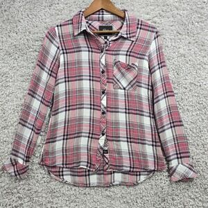 Rails Womens Plaid Flannel Button Up Shirt Pink Long Sleeve Size S Soft Casual